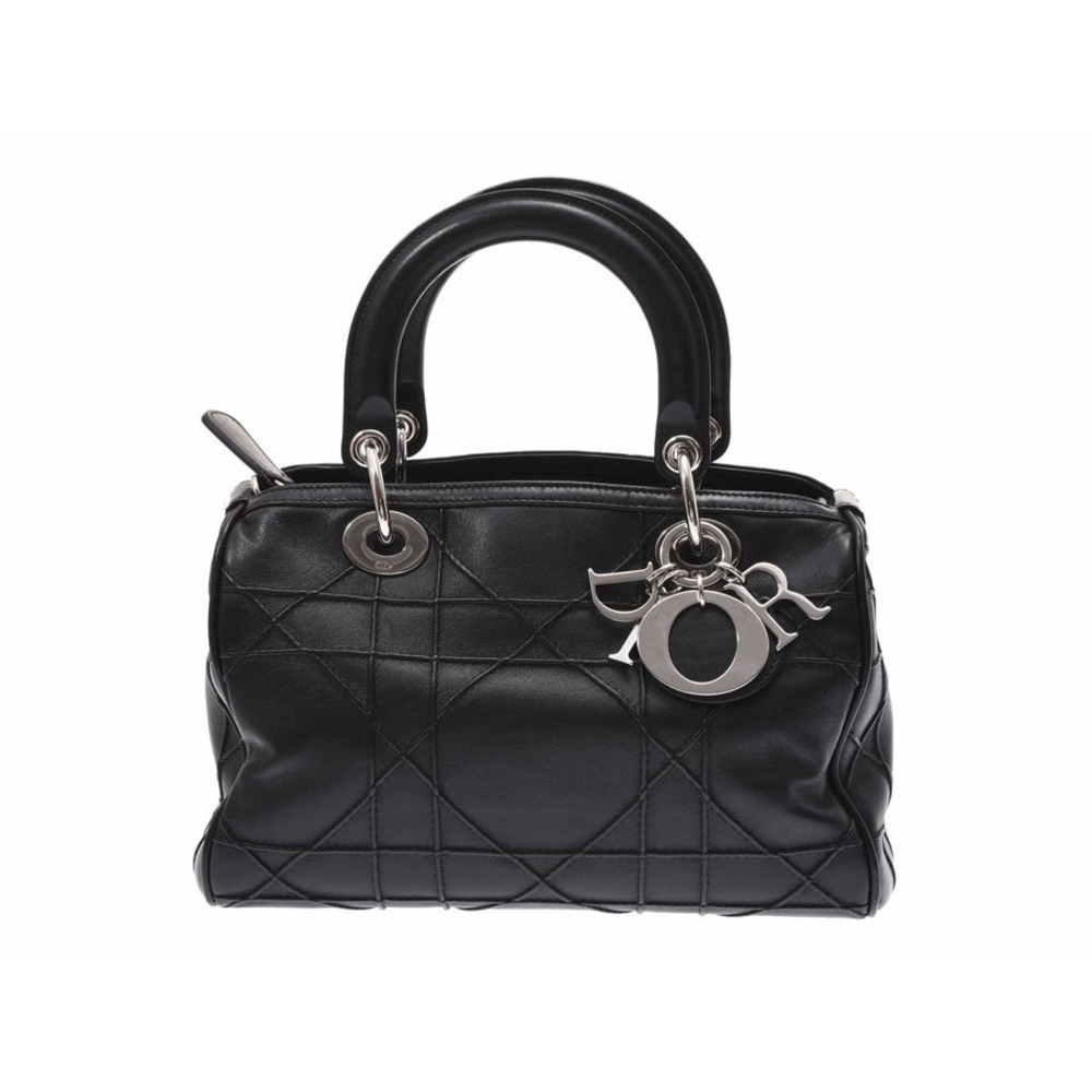 Dior Lady Black Calfskin Handbag CHRISTIAN Card Strap